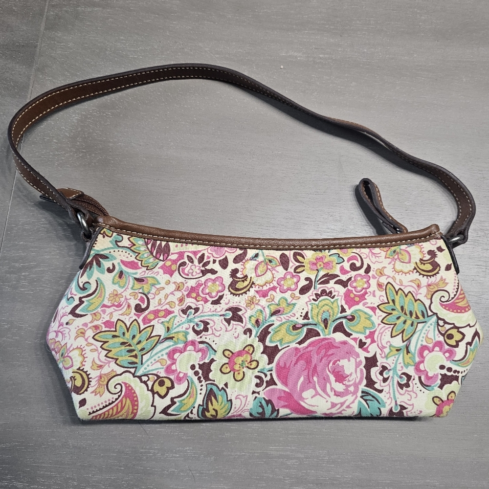Pink & Green Floral Print Relic Shoulder Bag Purse
